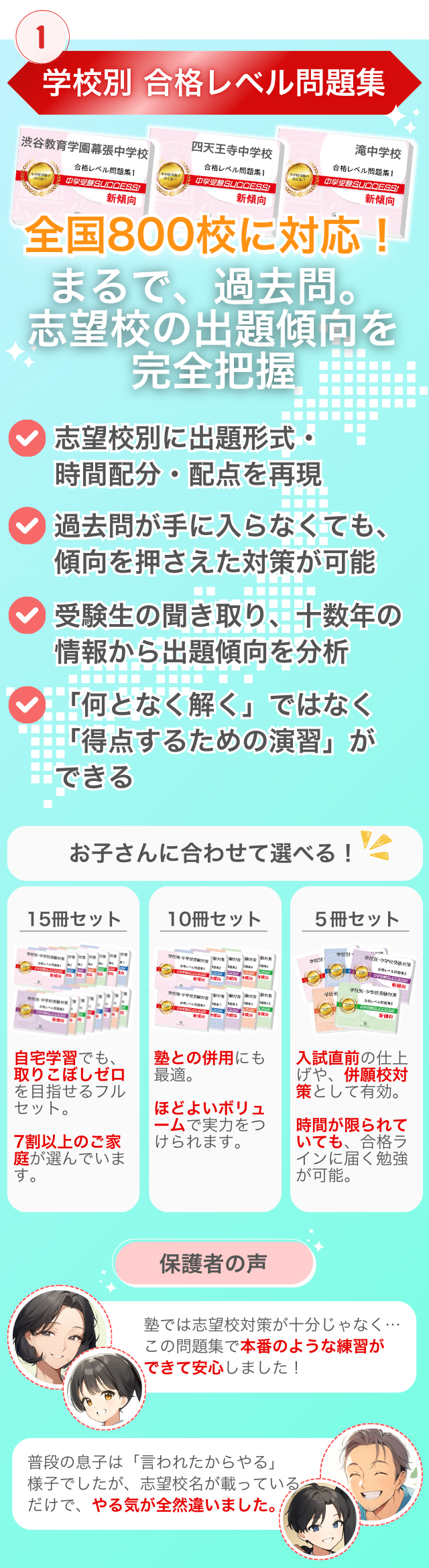 ①学校別合格レベル問題集の詳細説明