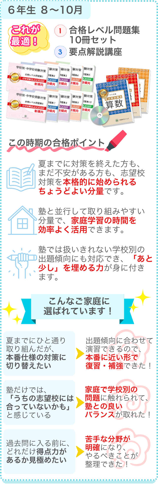 最適な教材セットはこれ！①合格レベル問題集10冊セット③要点解説講座