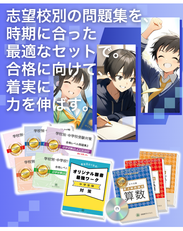 志望校別の問題集を、時期に合った最適なセットで。合格に向けて、着実に力を伸ばす。
